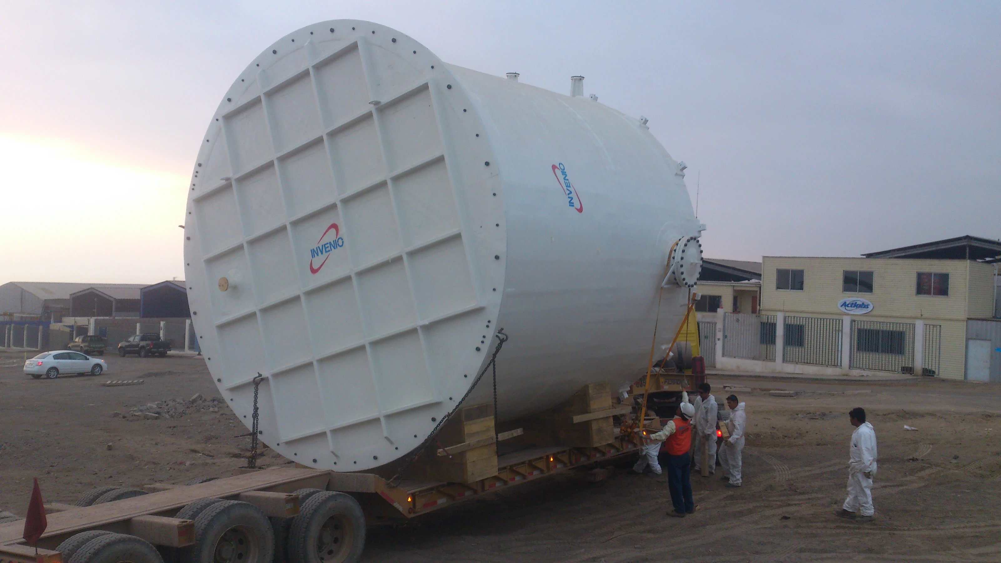 Large-format industrial equipment prepared for transport and installation.