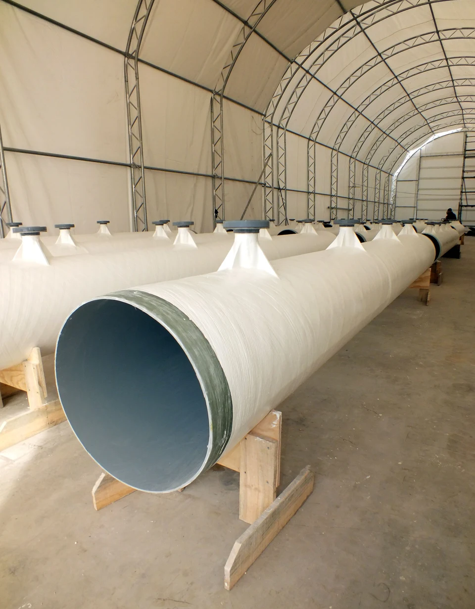 Long industrial duct made of FRP.