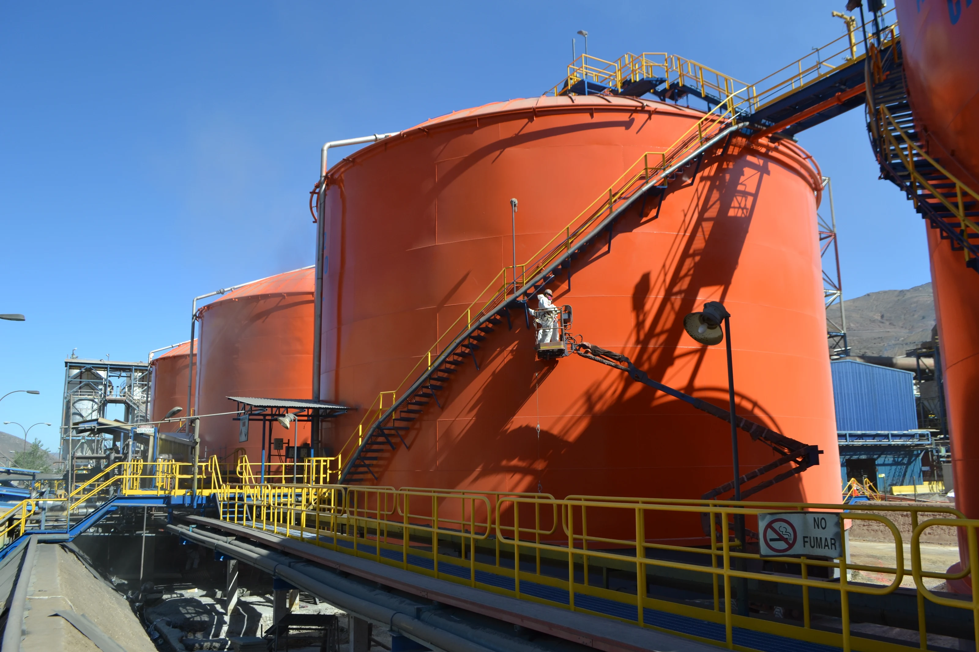 Industrial tanks installed at a process plant.