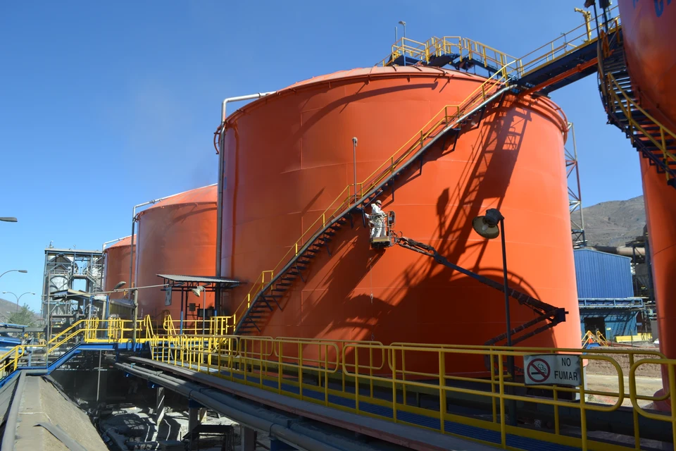 Industrial tanks installed at a process plant.